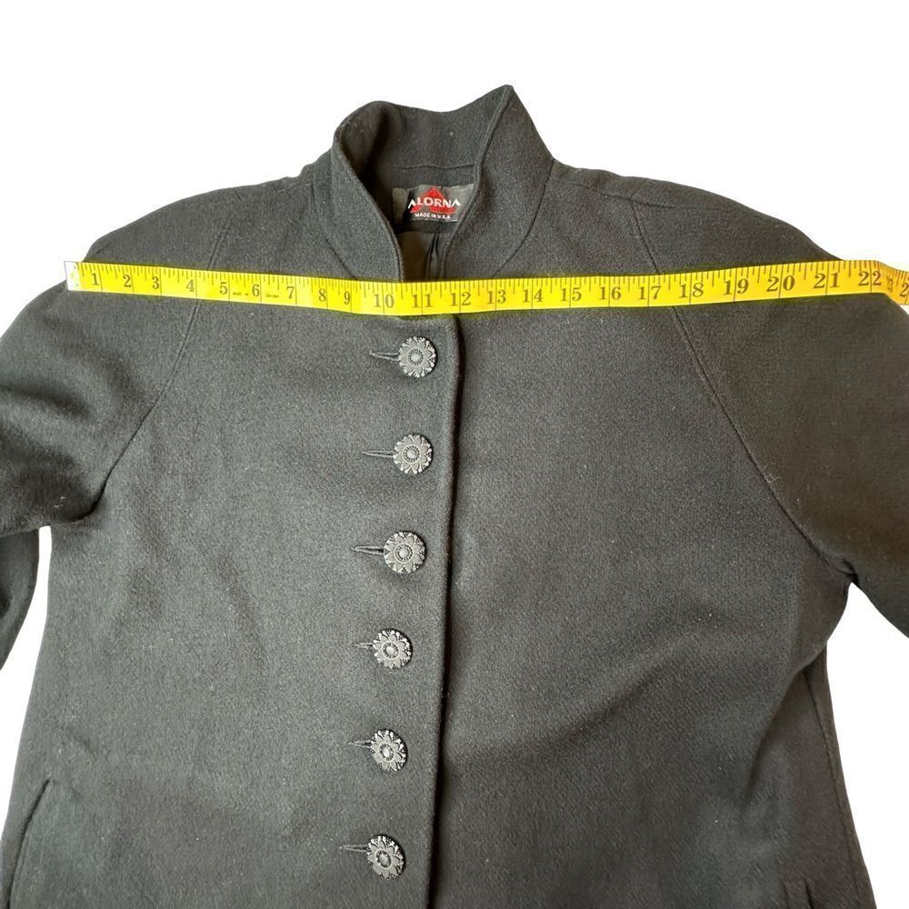 ALORNA Vintage Black Wool Blend Hip Length Coat Size L XL - Picture 13 of 16
